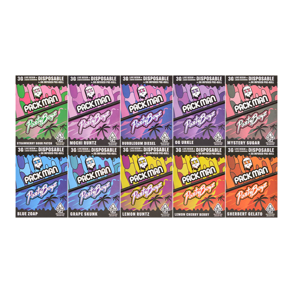 packman party boys 3 gram disposable with screen and preroll
