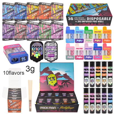 packman party boys 3 gram disposable with screen and preroll 01