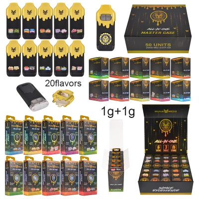muha meds 2g dual chamber disposable vape 1g+1g with screen 01