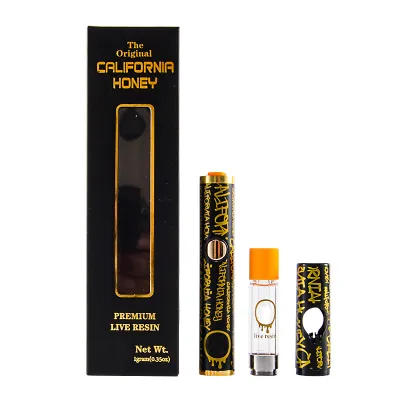 1 Gram Glass California Honey | Black Disposables With Box Package 01