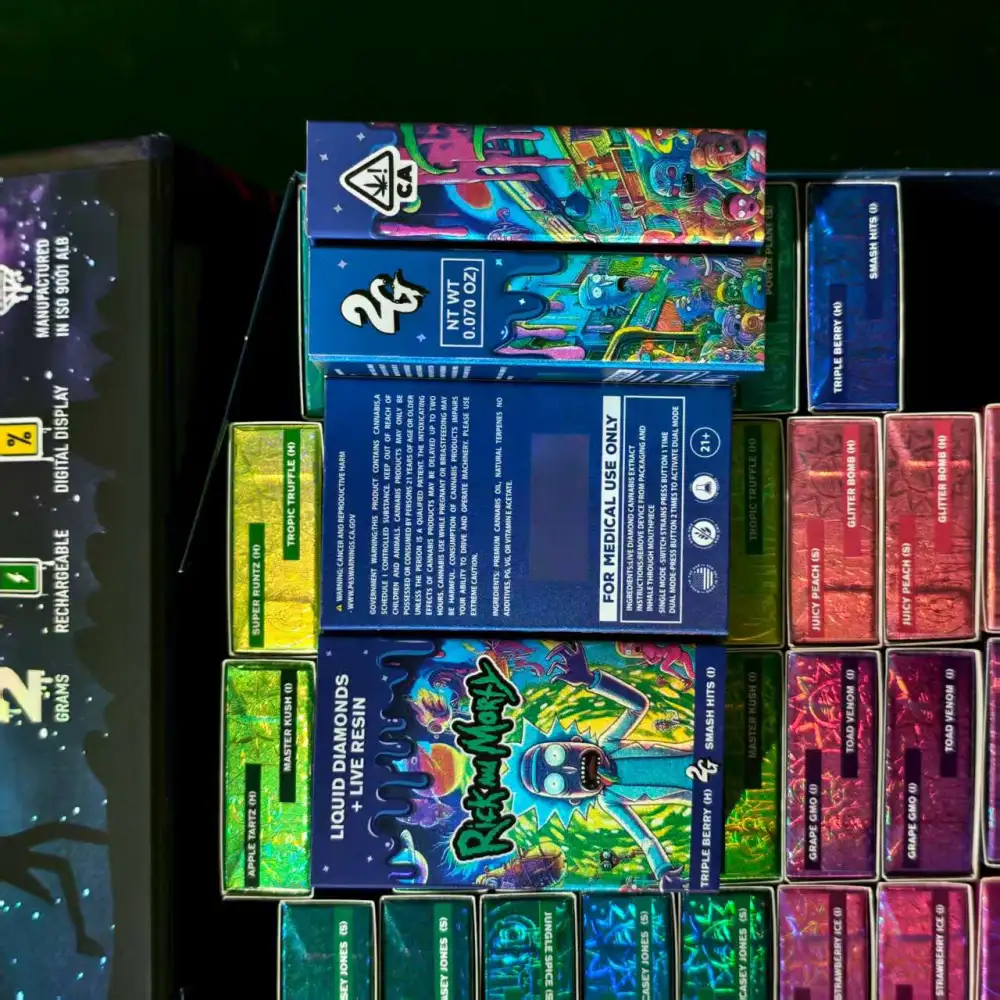 Rick And Morty 2g Dual Chamber Disposable Wholesale Digital Screen Vapes