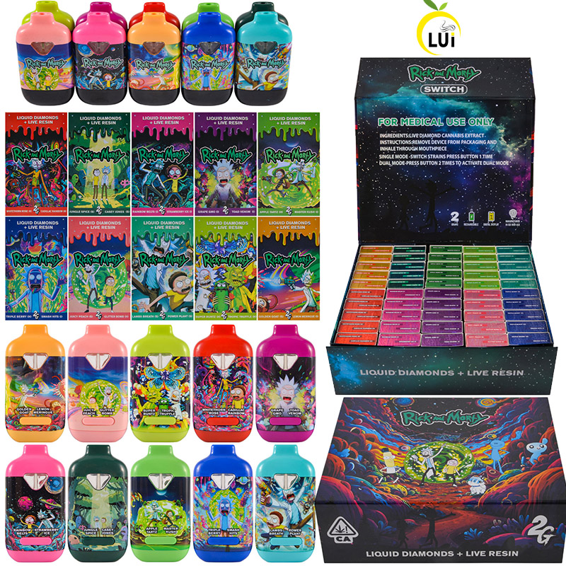 Rick And Morty 2g Dual Chamber Disposable Wholesale Digital Screen Vapes