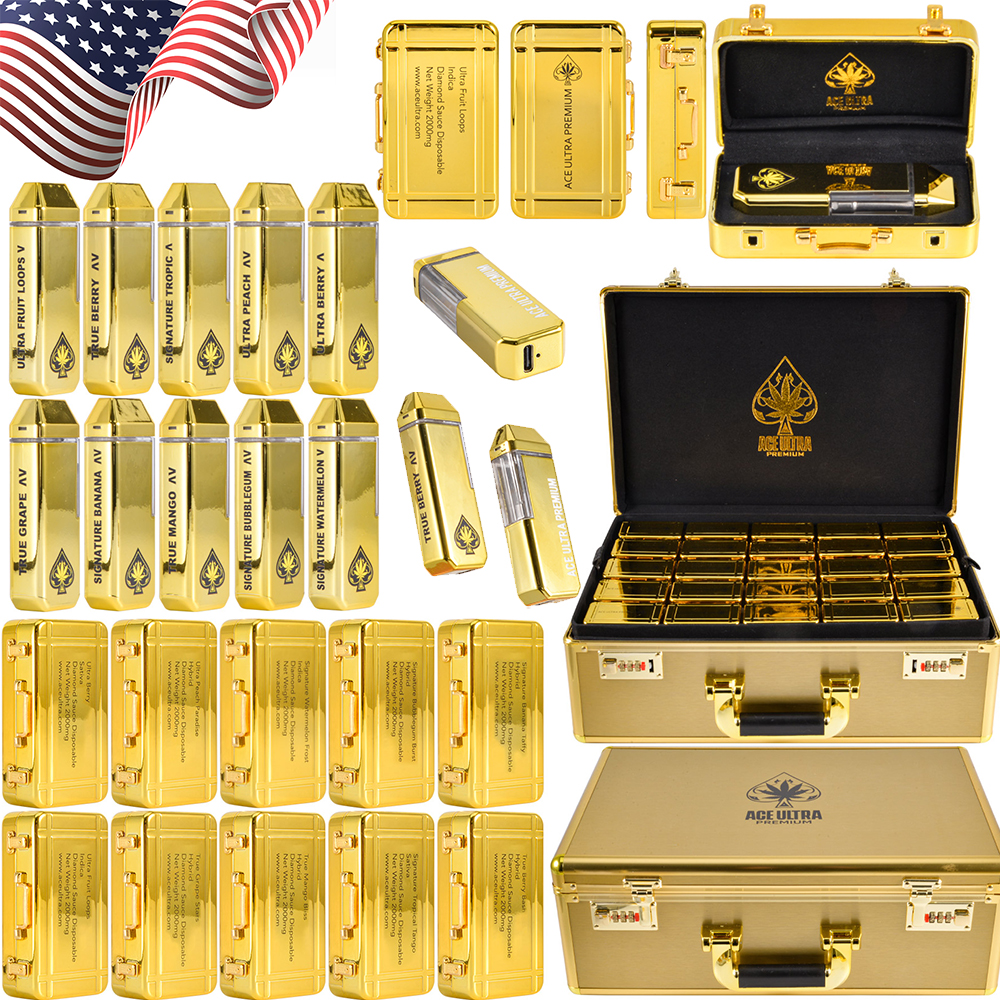 USA Stock Ace Ultra Premium Disposable 2g Golden Suitcase Kit Wholesale