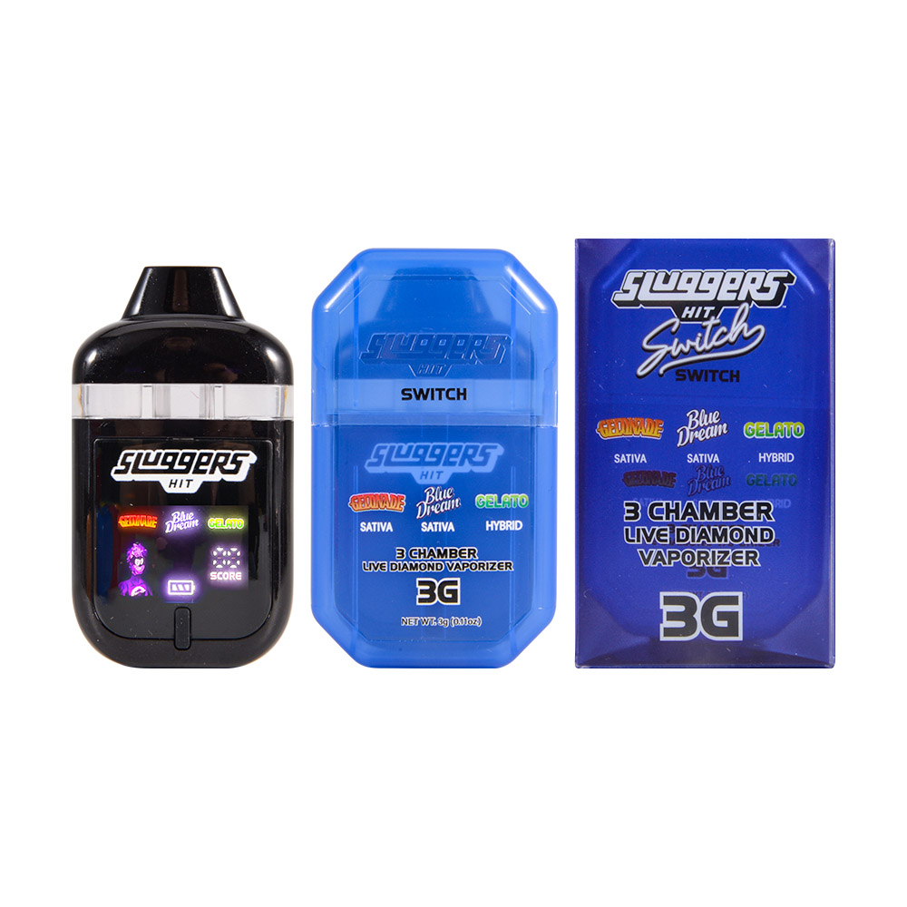 Sluggers Hitz Switch 3g Disposable VapeTriple Tanks With Digital Screen