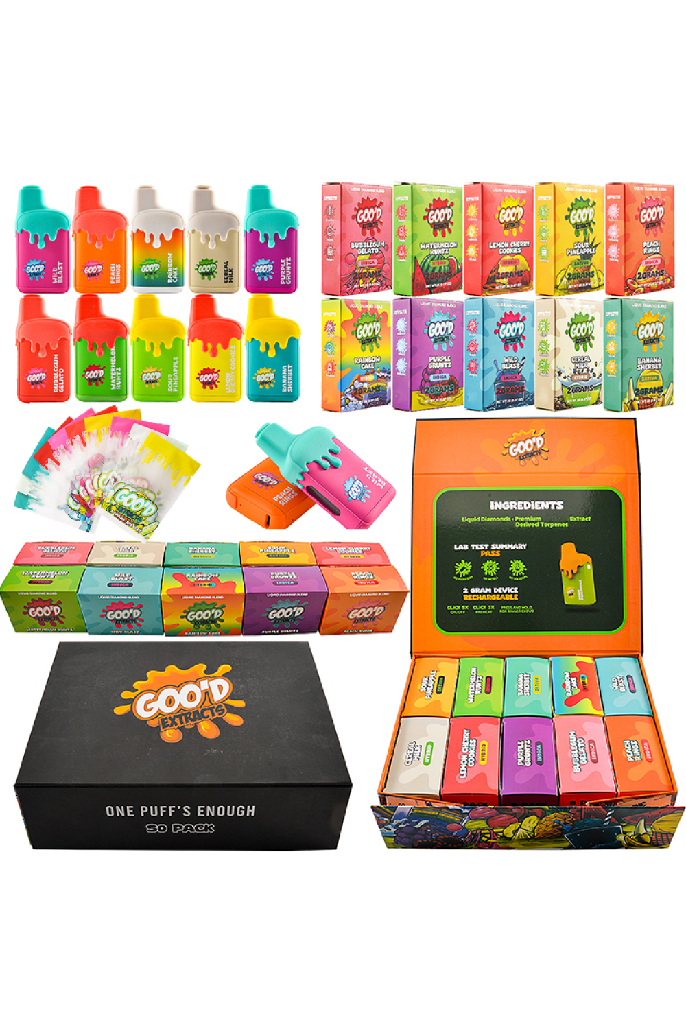 USA 500pcs/lot Goo'd Extracts 2g Disposable