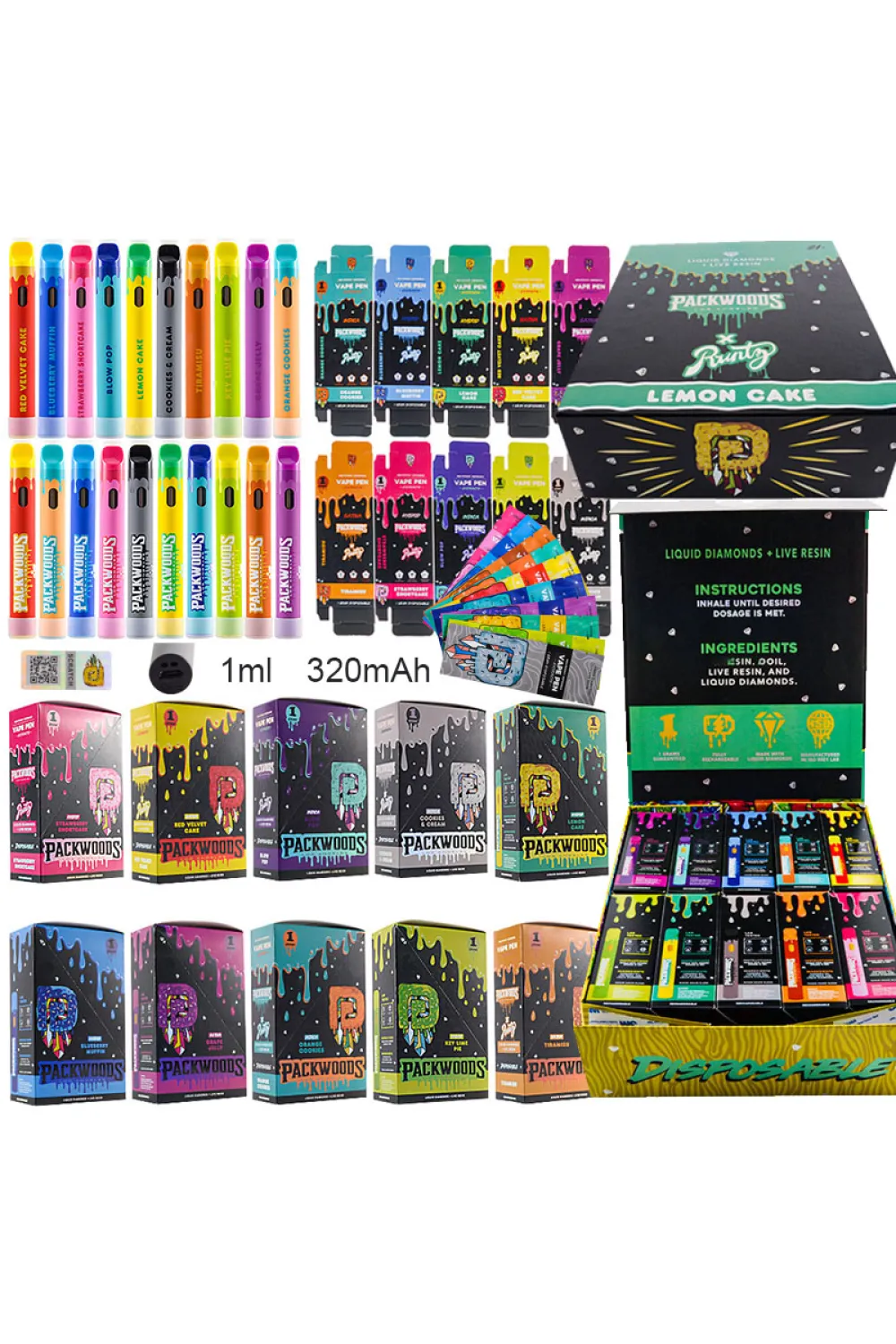 USA Packwoods X Runtz 1g Regular Disposable 100pcs/lot 