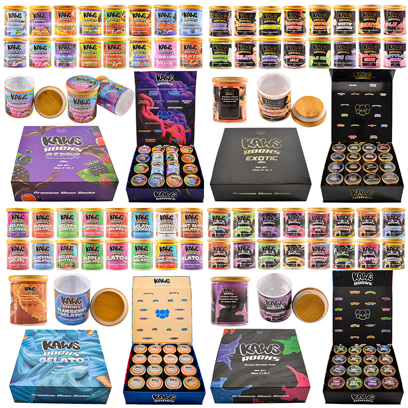 8 boxes/lot USA Stock Kaws Moon Rocks 1 oz Glass Jar
