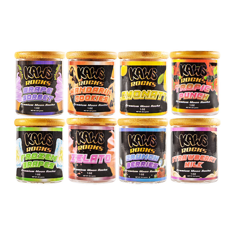 8 boxes/lot USA Stock Kaws Moon Rocks 1 oz Glass Jar