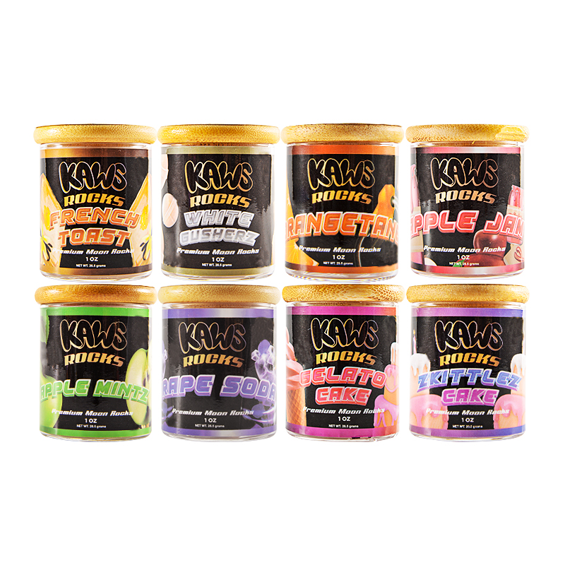 8 boxes/lot USA Stock Kaws Moon Rocks 1 oz Glass Jar