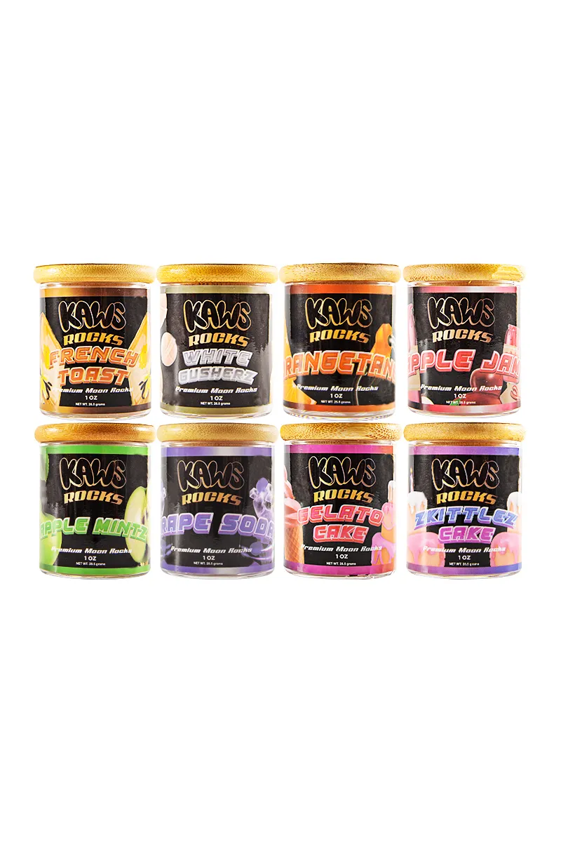 8 boxes/lot USA Stock Kaws Moon Rocks 1 oz Glass Jar