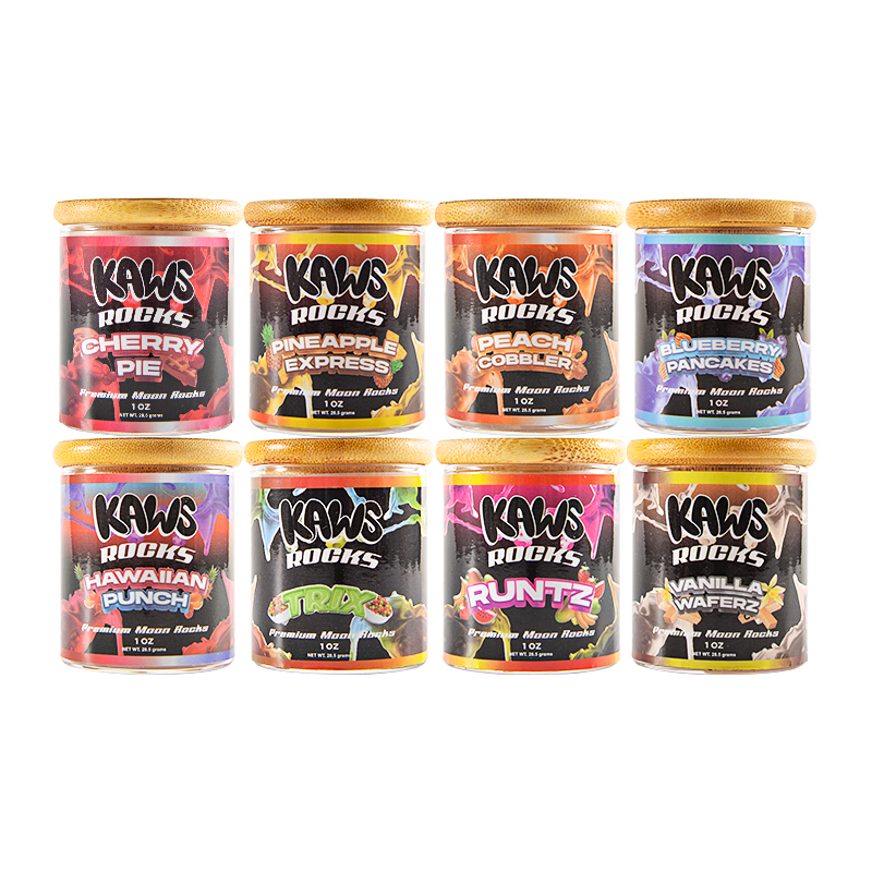 8 boxes/lot USA Stock Kaws Moon Rocks 1 oz Glass Jar