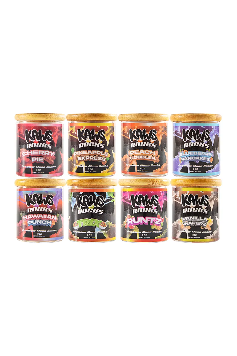 8 boxes/lot USA Stock Kaws Moon Rocks 1 oz Glass Jar
