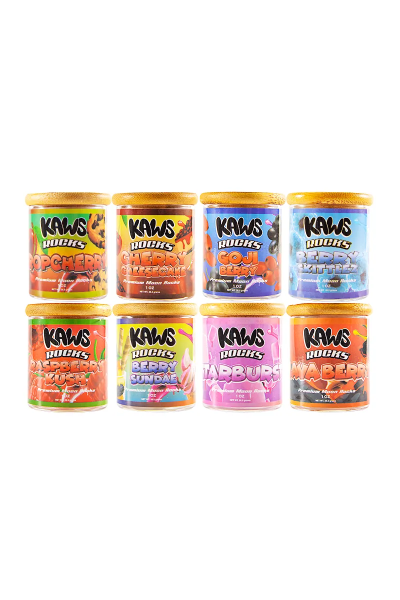 8 boxes/lot USA Stock Kaws Moon Rocks 1 oz Glass Jar