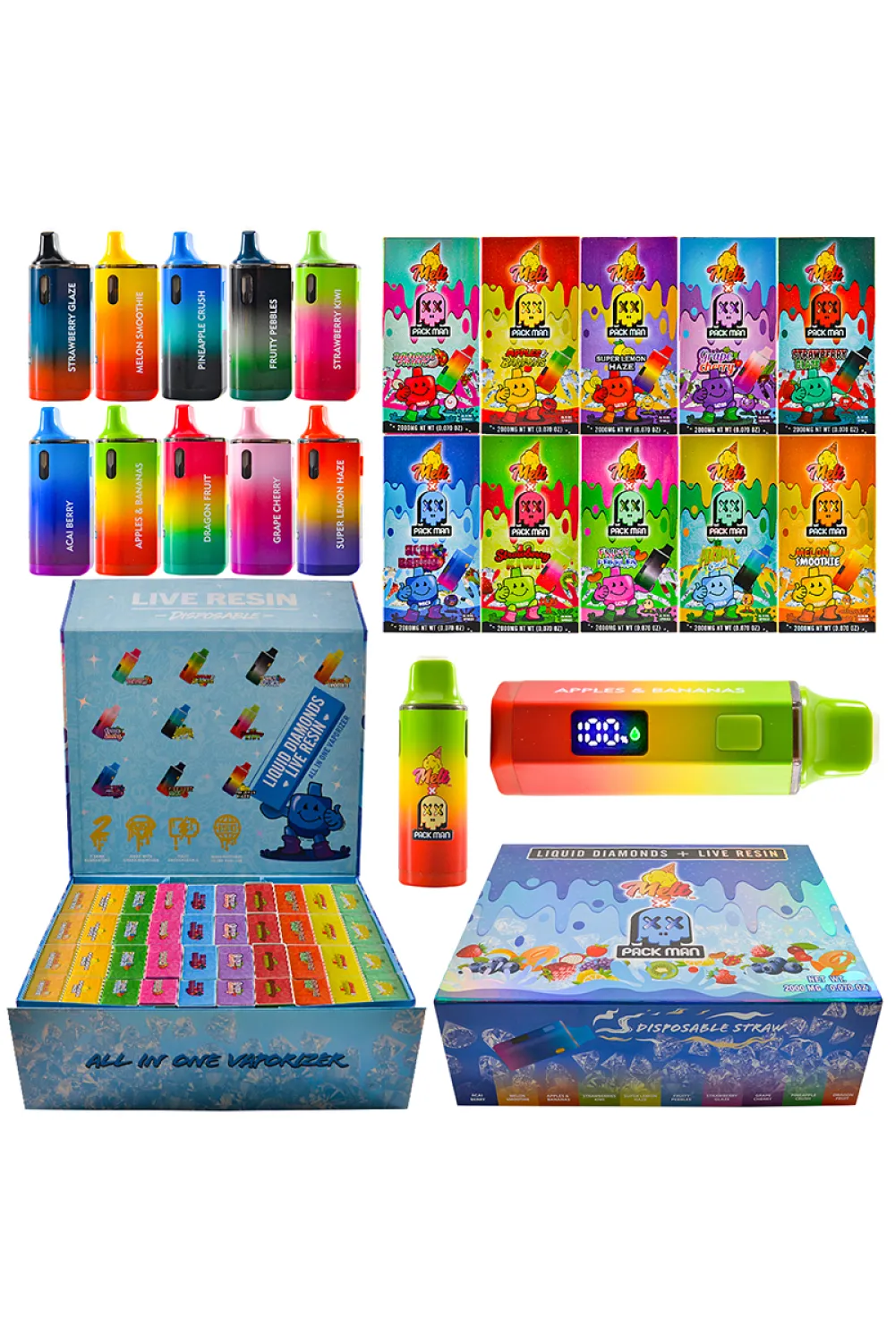 200pcs/lot USA 2g Melt Packman With Screen Disposable