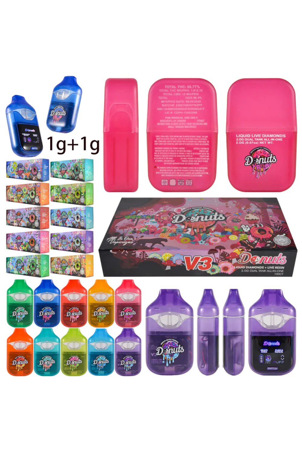 USA Stock Donuts V3 Dual Chamble 1g+1g 
