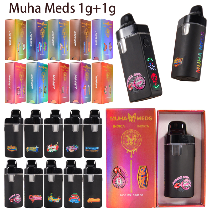 UK Stock 200 Packs Muha Meds 1g+1g Dual Flavors Empty Dispo