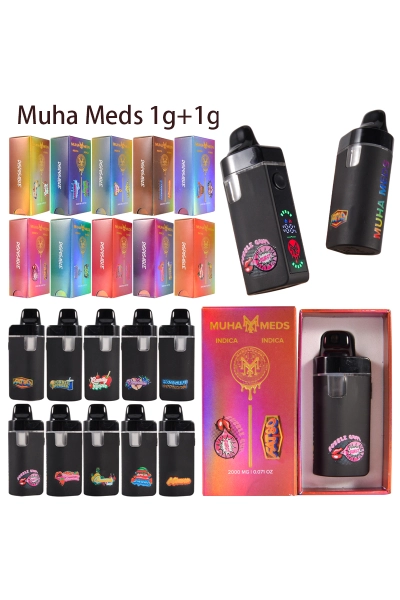 UK Stock 200 Packs Muha Meds 1g+1g Dual Flavors Empty Dispo 01