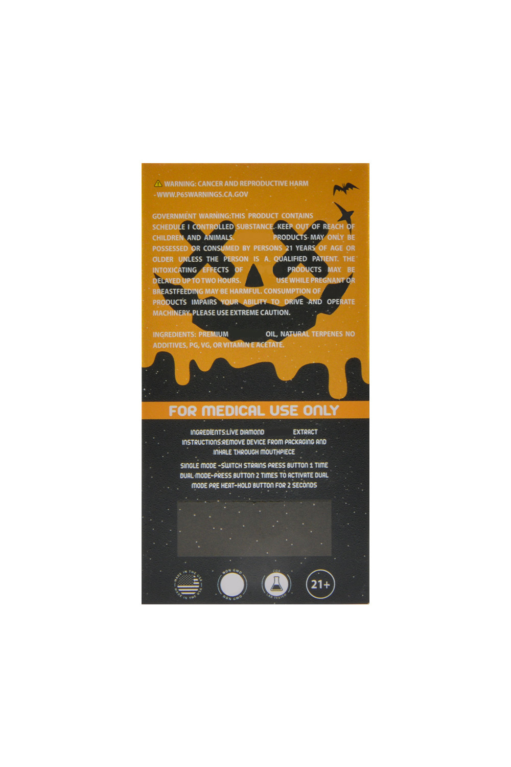 USA Packman Halloween Edition 1g+1g Dual Chamber Empty Vape