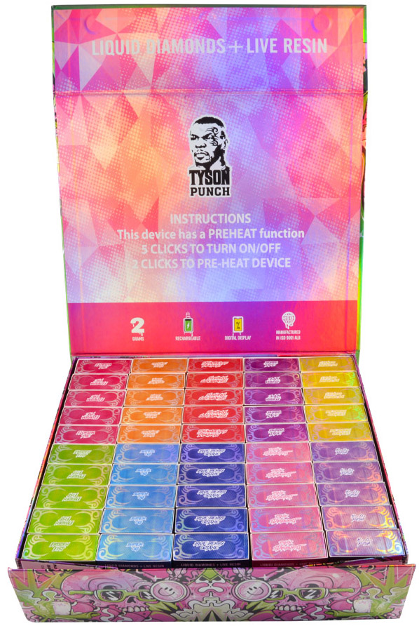 100 Packs Tyson Punch 2g Empty Disposable With LED Screen 