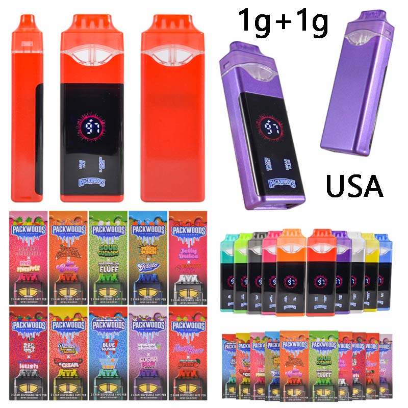 USA 500pcs/lot 2g Packwoods LED Screen Dual Chambers New Vapes