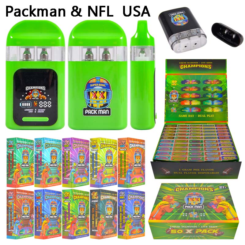 USA Stock Packman & NFL LED 2ml Vape Dispo