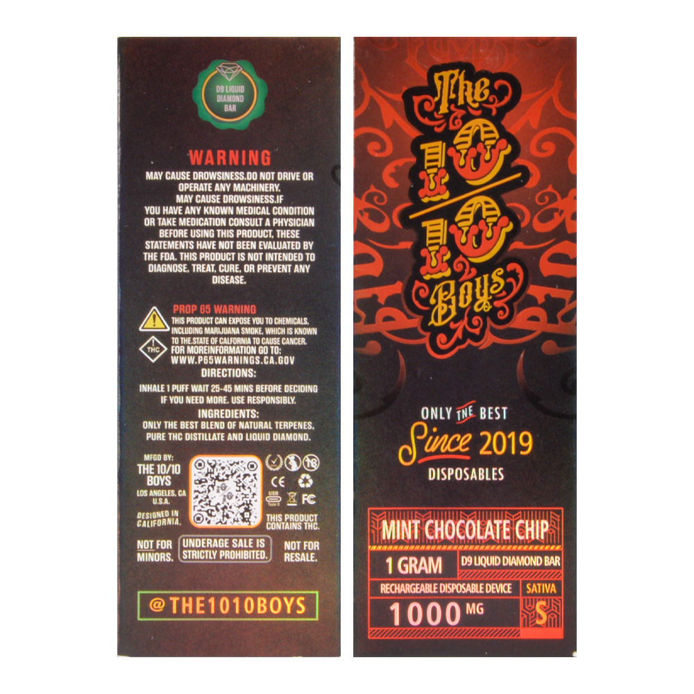 UK LED The 1010 Boys 1g Empty Disposable THC Vape