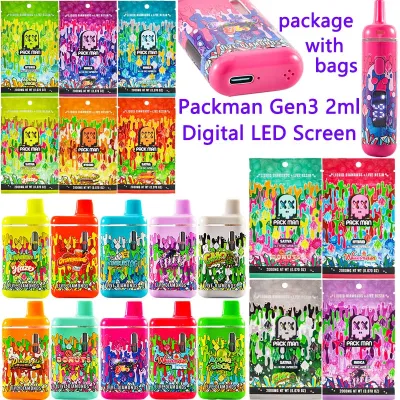 Packman Gen3 Bag Disposable Vape 2g Digital LED Screen Display Empty Wholesale  01