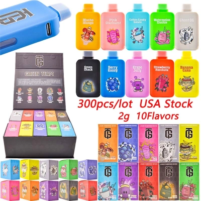 300pcs USA Stock Green Team Disposable Vape 2g Wholesale Live Resin Liquid Diamond 01