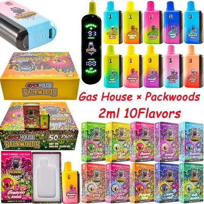 Gas House×Packwoods 2g  Disposable Vape with Full Side Digital LED Screen Display 01