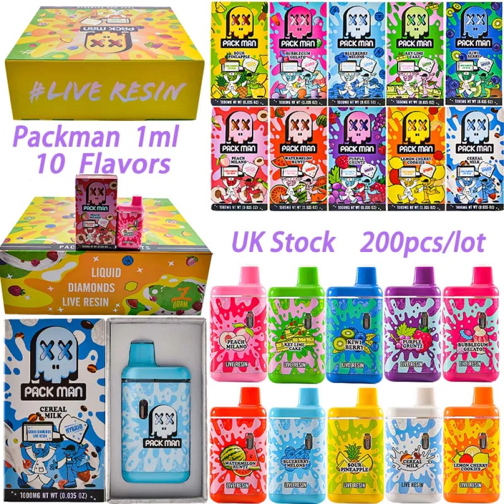200pcs UK Stock Packman Gen3 Disposable Vape 1 Gram Live Resin Liquid Diamond