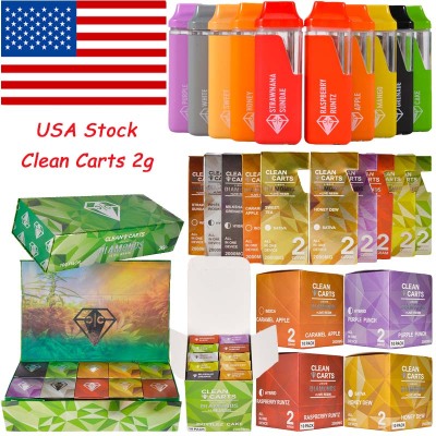 USA Stock Clean Carts 2g Green Box Edition Empty Disposable Vape 01