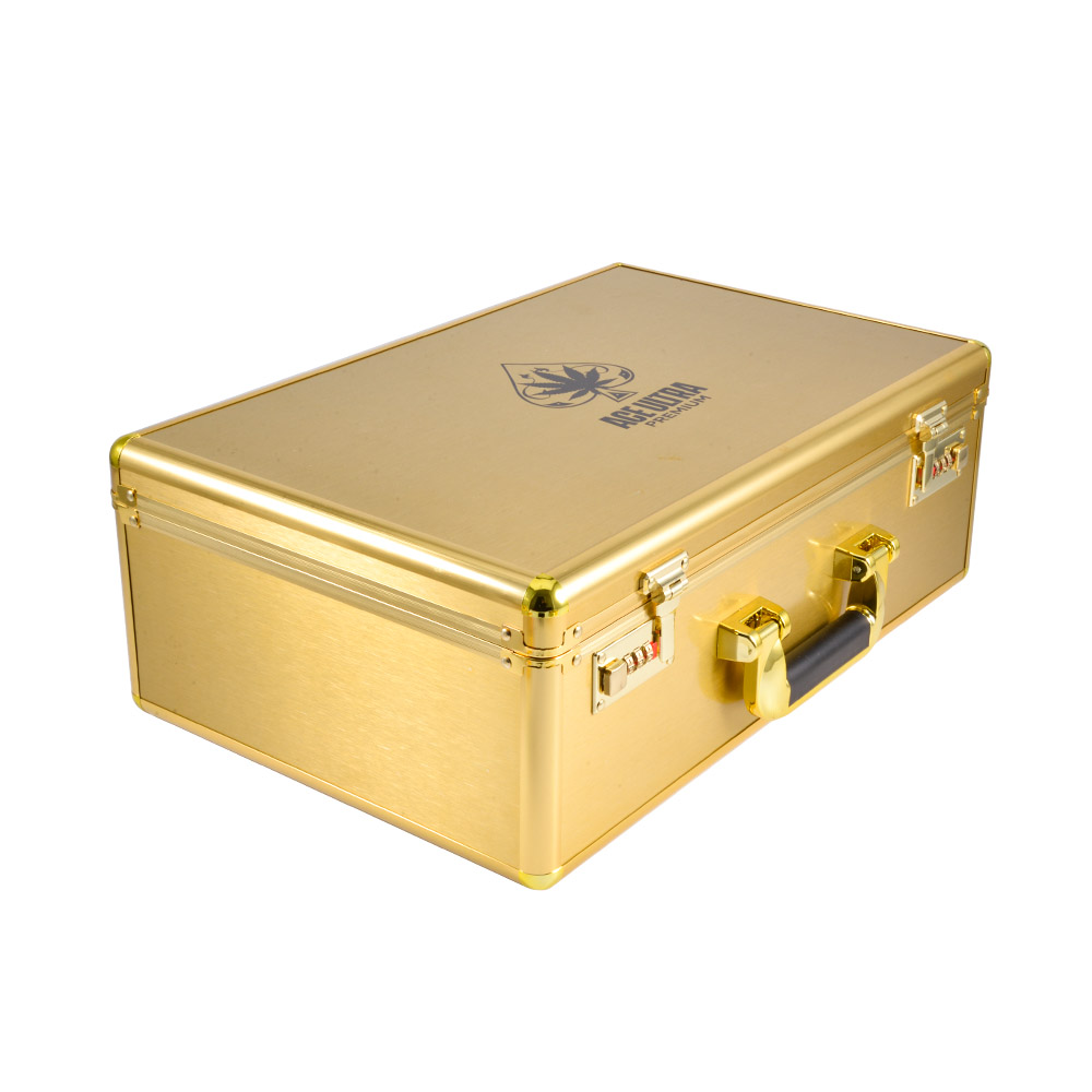 gold ace ultra premium 2g disposable vape pen with gold case, gold briefcase and gold box