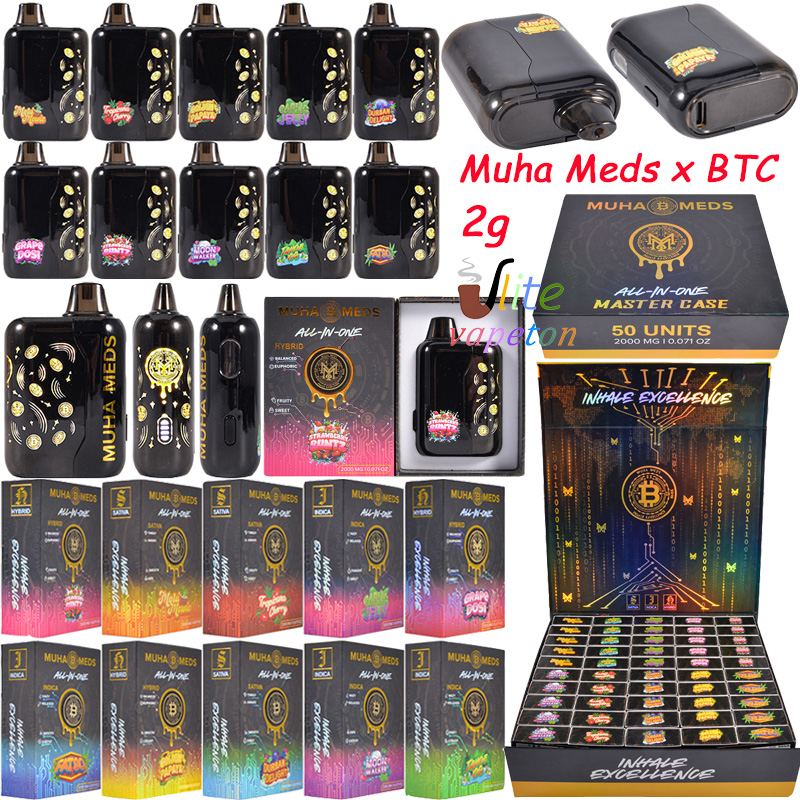 muha meds btc 2g disposable vape with screen,Muha Meds x BTC 2g disposable vape with LED screen black design 2000mg