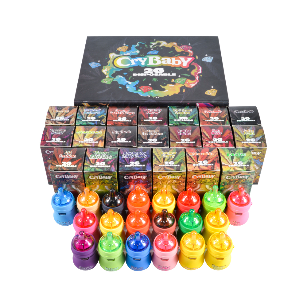 Elitevapeton supplies Cry Baby disposable vape empty devices and packaging only for buyers searching for cry baby disposable vape, cry baby bottle disposable 2g, crybaby disposable vape with screen, cry baby baby bottle vape pen, and crybaby empty disposable vape wholesale. No oil, no e-liquid and no pre-filled material are included.