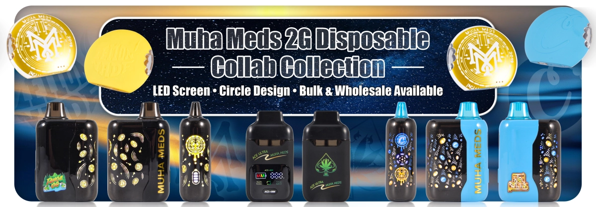 Muha Meds x collab-style disposables are gaining attention because they combine recognizable branding with functional hardware formats such as circle-shape bodies, LED screens, and dual chambers. For 