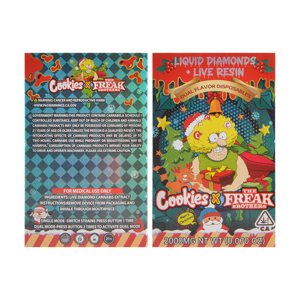 USA In Stock Cookies x The Freak Brothers Christmas Vape 2g Dual Flavor