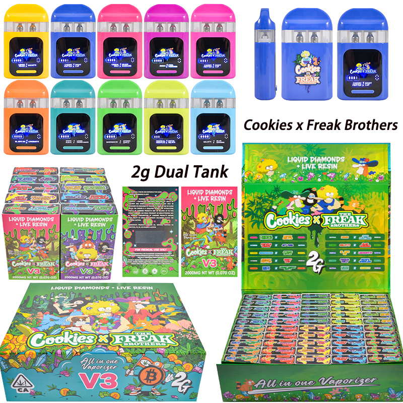  USA Stock Cookies x The Freak Brothers V3 Dual Chamber Vape 2g