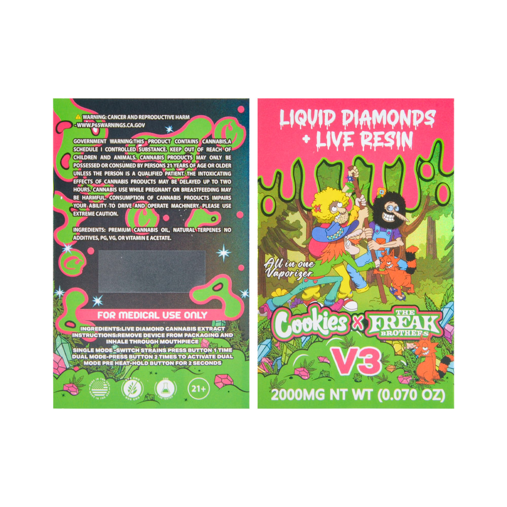  USA Stock Cookies x The Freak Brothers V3 Dual Chamber Vape 2g