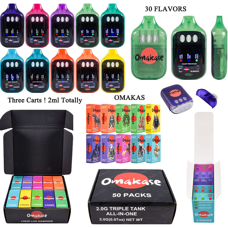 Omakase 2g disposable vape pen three carts vapes 30 flavors wholesale