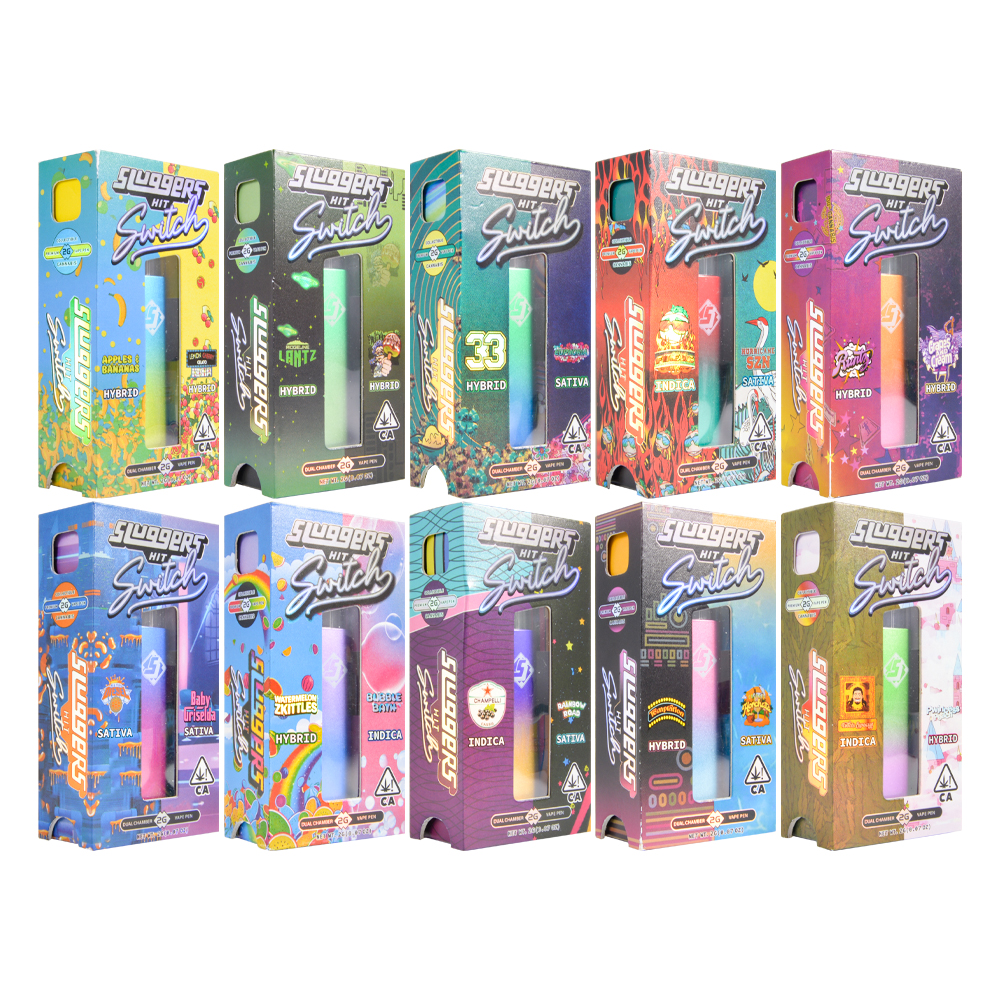 USA sluggers hit dual chambers 2g disposable 1+1 dispo vape pen 20 flavors wholesale 500pcs moq