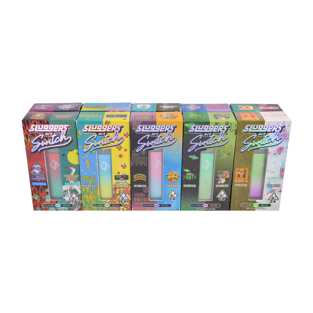USA sluggers hit dual chambers 2g disposable 1+1 dispo vape pen 20 flavors wholesale 500pcs moq