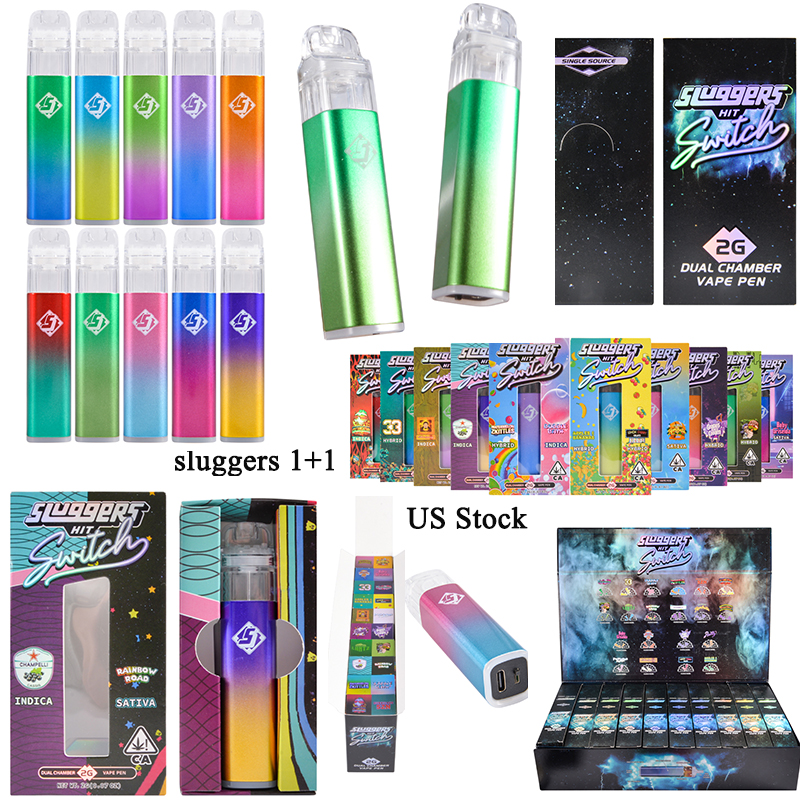 USA sluggers hit dual chambers 2g disposable 1+1 dispo vape pen 20 flavors wholesale 500pcs moq