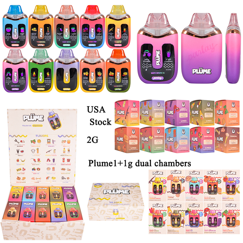 USA Plume vape 2g disposables vape pen dual chambers 1+1g emoty vapes 20 flavors wholesale