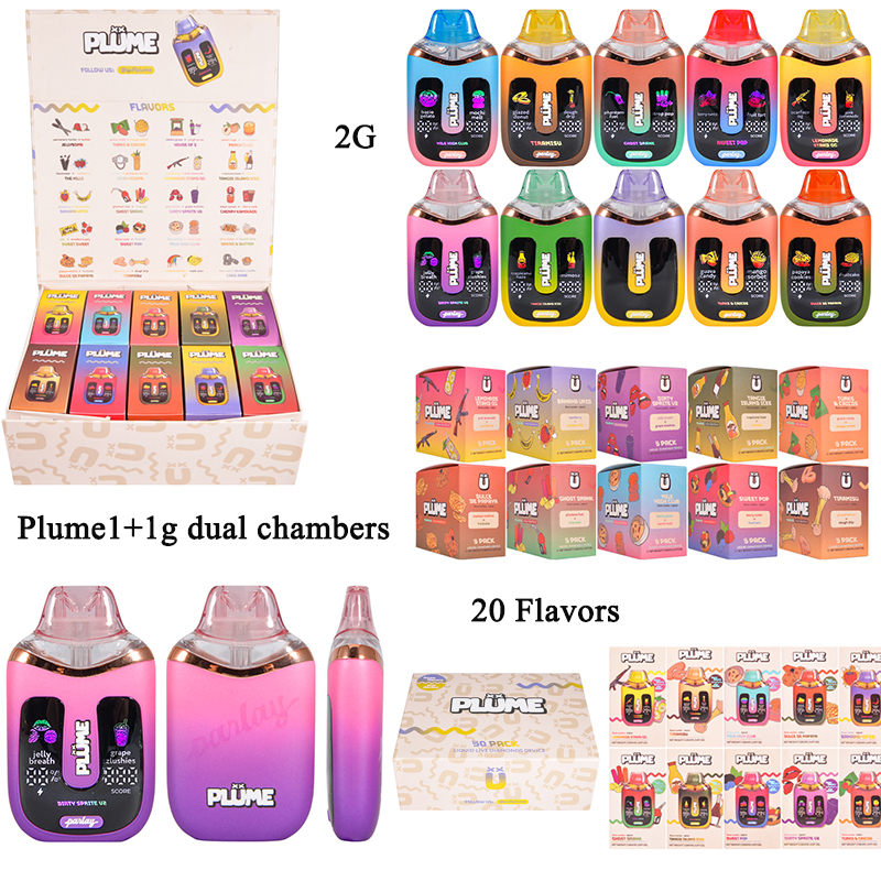 Plume 1+1 disposable vape pen empty vapes dual chambers 20 flavors wholesale