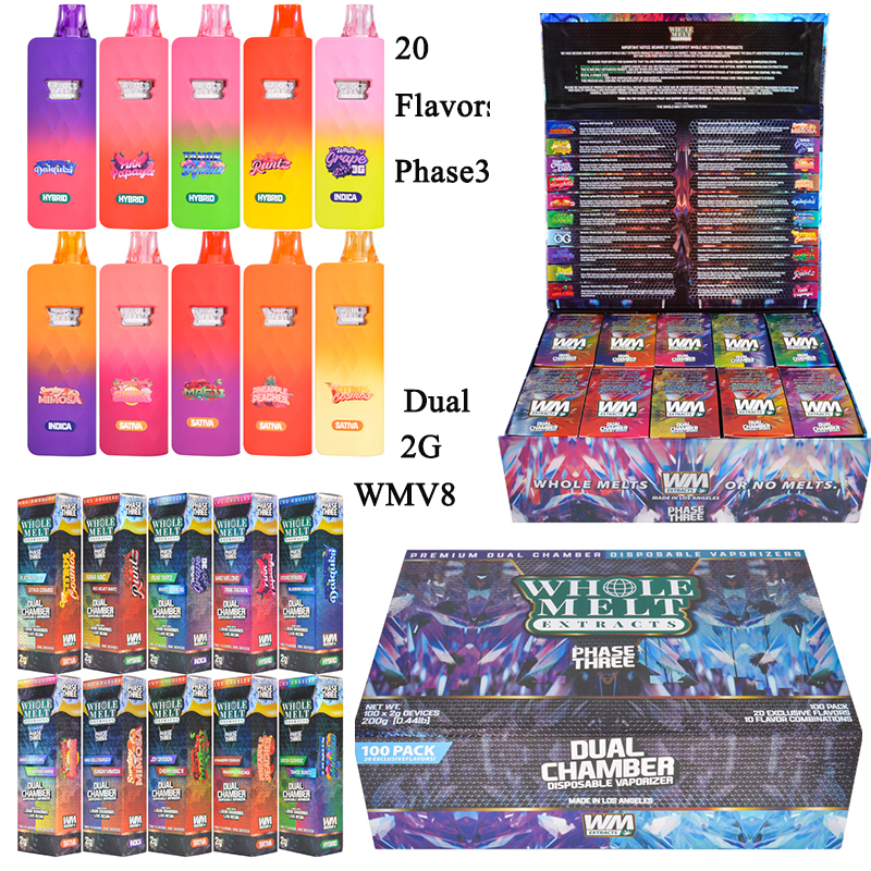 Whole melt V8 phase three 2g disposable empty vapes 2ml 20 flavors wholesale