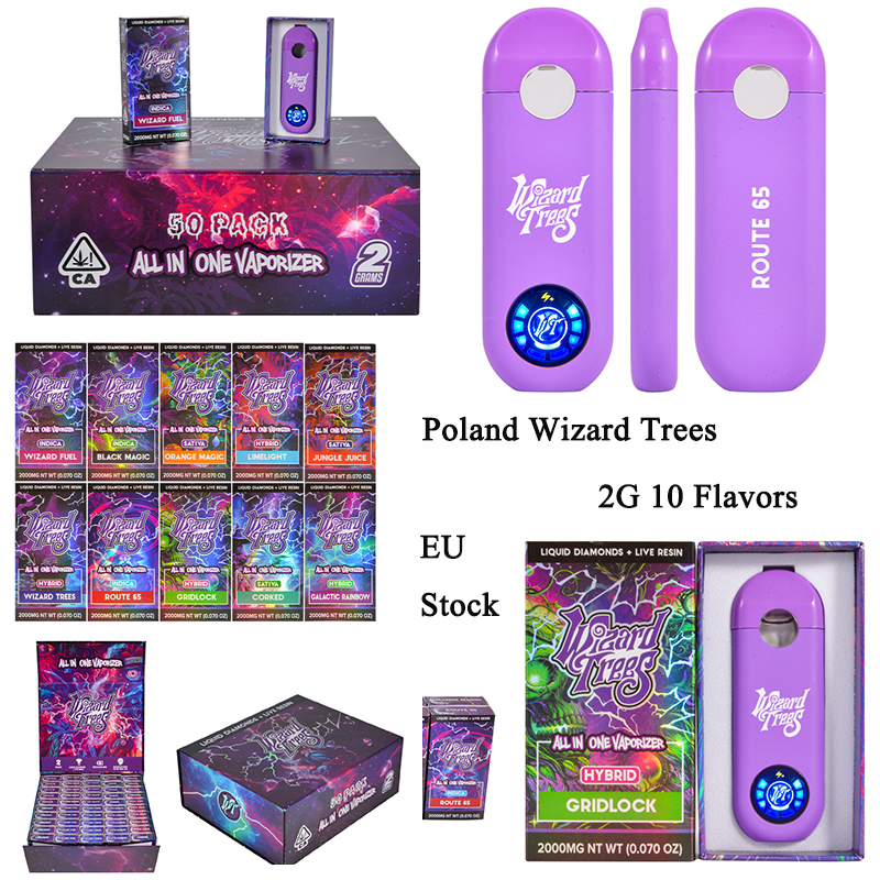 Poland Wizard Trees Disposables 2g vape pen 2ml empty vapes 10 flavors 500pcs/case