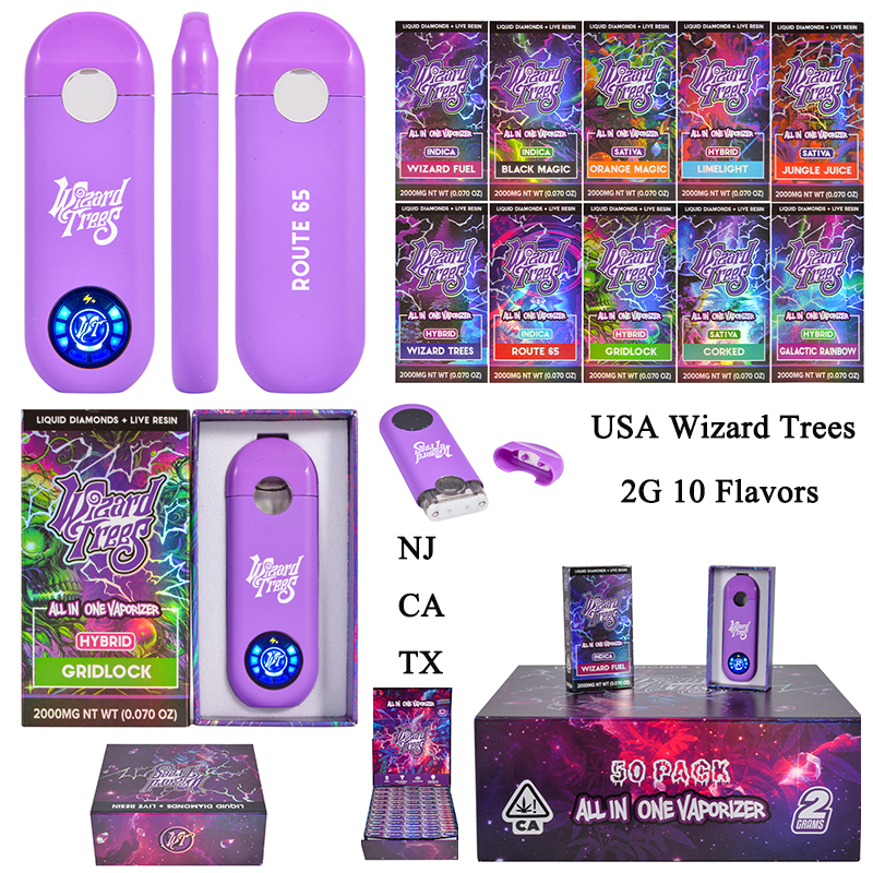 USA Wizard Trees vape 2ml 2g disposable vape pen empty vapes 500pcs/case 10 flavors