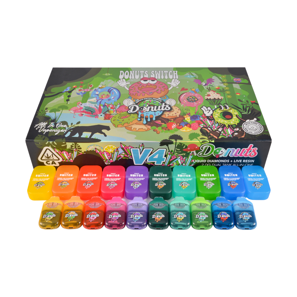 USA Donuts Switch v4 Disposables 2g dual chambers empty vapes wholesale 500/case 20 flavors