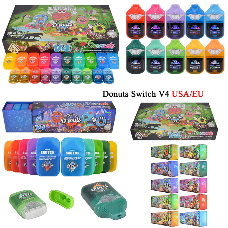 USA Donuts Switch v4 Disposables 2g dual chambers empty vapes wholesale 500/case 20 flavors