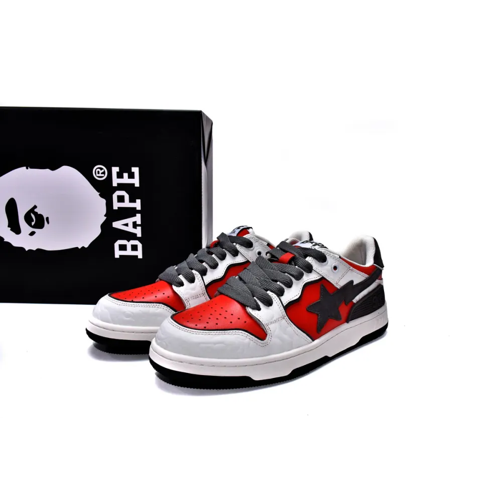 shop cool kicks | PKGoden A Bathing Ape Bape SK8 Sta White Red, 1G70-109-0020  